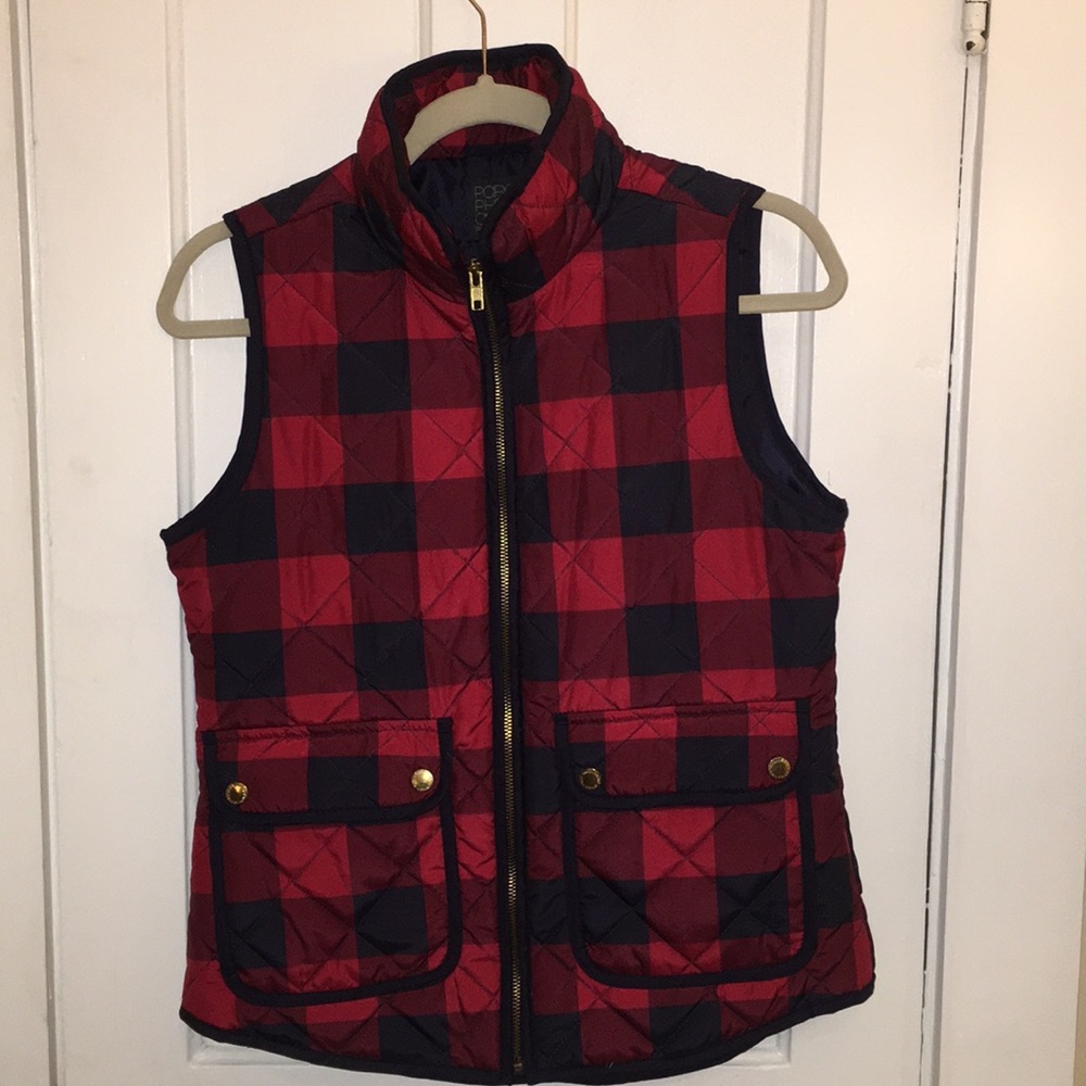 Buffalo check quilted vest with brass details